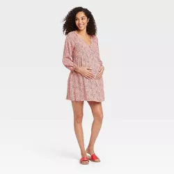 The Nines by HATCH™ Long Sleeve Maternity Dress Clay Pink Floral L