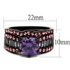 Slickblue Women’s Dual-Band Ring Set, Amethyst CZ with Pink & Clear Accents, Dark Brown Stainless Steel, Sizes 5–10 - 2 of 4