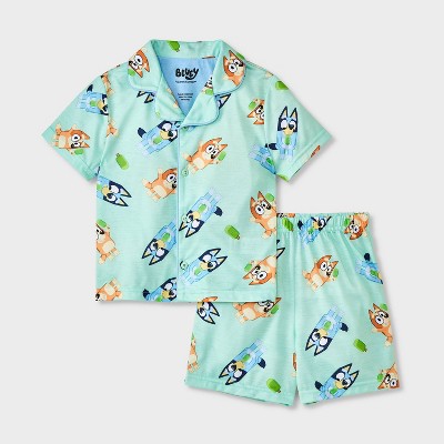 Toddler Boys' Bluey Coat Pajama Set - Green