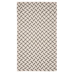 Gray/Ivory Basket Weave Woven Accent Rug 3