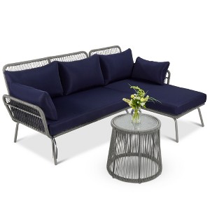 Best Choice Products Outdoor Woven Rope Sectional Patio Furniture, L-Shaped Conversation Set w/ Table - 1 of 4