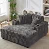 60" Oversized Chaise Lounge - Sofa bed with cup holder, USB/Type-C charging & throw pillows. Plush cozy reading chair for home. - 3 of 4