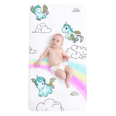 JumpOff Jo Fitted Crib Sheet, Cotton Crib Sheet for Standard Sized Crib Mattresses, Hypoallergenic and Breathable, 28" x 52",  Unicorn Pixie Dust