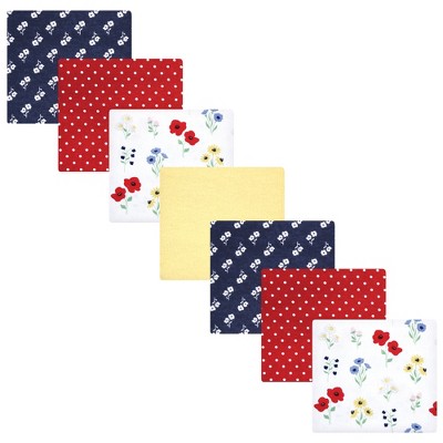 Hudson Baby Infant Girl Cotton Flannel Receiving Blankets Bundle, Wildflower, One Size