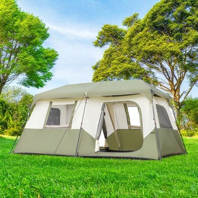 FURNIinspire Camping Tents 8 Person Camping Tent Setup With Rainfly And Carry Bag, Large Easy To Assemble Tent, Green, 107.87"*155.98"*111.41"