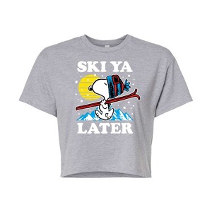 Women's - Peanuts - Ski Ya Later Cropped Graphic T-Shirt - 1 of 4