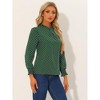 Allegra K Women's Smocked Cuffs Puff Sleeve Ruffled Neck Vintage Polka Dots Blouses - 4 of 4
