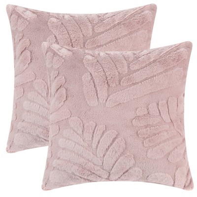 Unique Bargains Basho Leaf Pattern Solid Fluffy Plush Square Pillowcase 2 Pcs