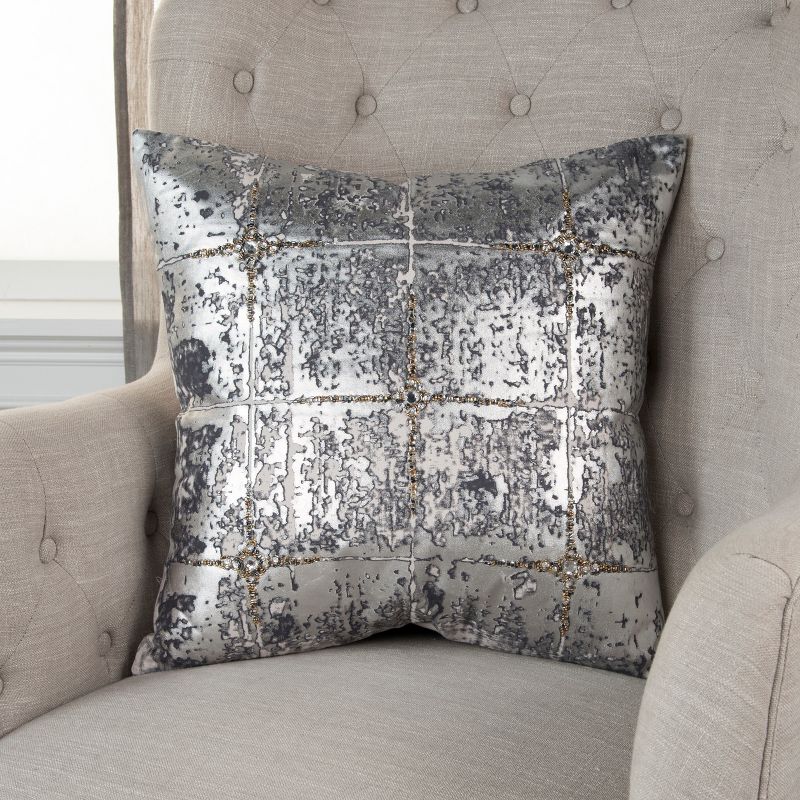 20&#34;x20&#34; Oversize Abstract Square Throw Pillow Silver/Gold - Rizzy Home, 5 of 6