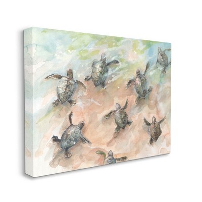 Baby Sea Turtles Beige Canvas Wall Art, 30 x 40