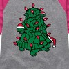 Girls' - Instant Message - Turtle Tree Stack Christmas Shirt Tail Raglan Graphic T-shirt - 2 of 4