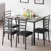 Dining Table Set for 4, 5 Piece Small Space Dining Set Square Table with 4 Upholstered Chairs - 4 of 4