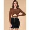 Allegra K Women's Glitter Long Sleeve Cut Out Twist Front Slim Fitted Crop Top - 4 of 4