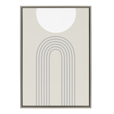 Gray Abstract Full Moon and Mountain Canvas Art, 23x33