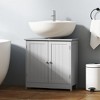 HOMCOM Under Sink Bathroom Cabinet with 2 Doors and Shelf, Pedestal Sink Bathroom Vanity Furniture, Light Gray - 2 of 4