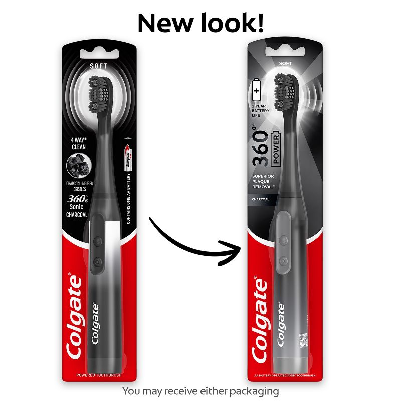 Colgate 360 Charcoal Battery Powered Toothbrush Soft - 1ct, 4 of 14