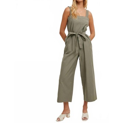 Women's Ella Belted Capri Jumpsuit - WISHLIST