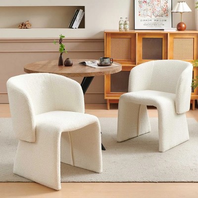 Set of 2 Teddy Upholstered Arm Chairs, Comfy Accent Side Chairs for Dining Room, Living Room, Modern Single Sofa Chair Set-Maison Boucle