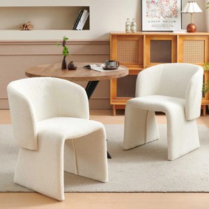 Set of 2 Teddy Upholstered Arm Chairs, Comfy Accent Side Chairs for Dining Room, Living Room, Modern Single Sofa Chair Set-Maison Boucle - 1 of 4