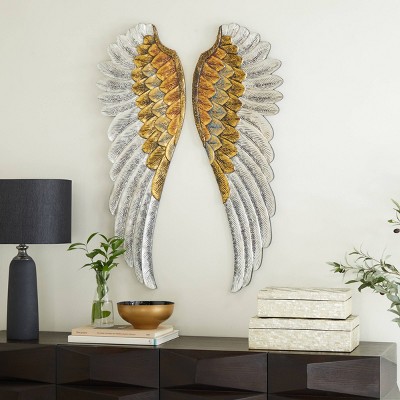 Wood Bird Carved Angel Wings Wall Decor Set of 2 Gold - Olivia & May