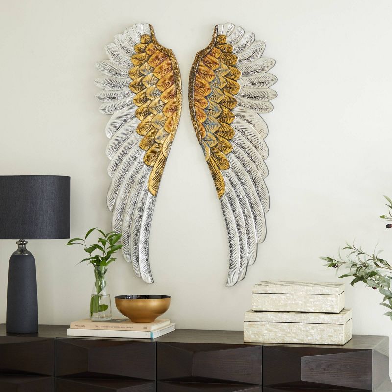 Wood Bird Carved Angel Wings Wall Decor Set of 2 Gold - Olivia &#38; May, 2 of 6