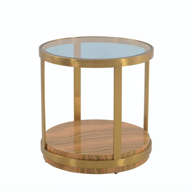 Hattie Glass Top End Table Gold - Armen Living, 1 of 8