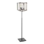 Orleans Industrial Floor Lamp with Metal and Wooden Wire Crate Shade Black (Includes LED Light Bulb) - LumiSource