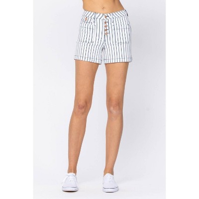 Women's High Waist Stripe Shorts - Judy Blue