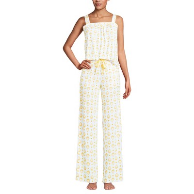 Lands' End Women's Cooling 2 Piece Pajama Set - Sleeveless Square Neck Top and Pants