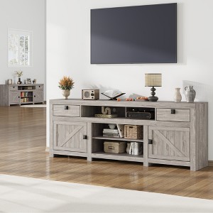 Cabihome TV Stand for 75 inch TV, Farmhouse TV Consoles with Storage, Rustic Wooden Entertainment Center, Tall Center Table for Living Room Gray - 1 of 4