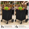Folding Shopping Cart with Wheels Rolling Foldable Grocery Cart w/Double Basket - 4 of 4