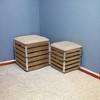 HomeRoots Set Of 2 Square Brown Linen Fabric And Wood Slats Storage Benches - 2 of 4