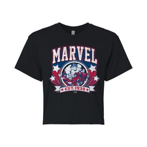 Women's - Marvel - Collegiate Americana Cropped Graphic T-Shirt - 1 of 4