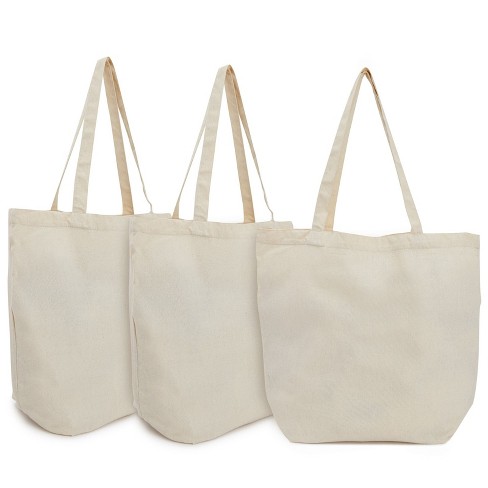 Okuna Outpost 3 Pack Reusable Canvas Grocery Bags, Non Woven Cloth