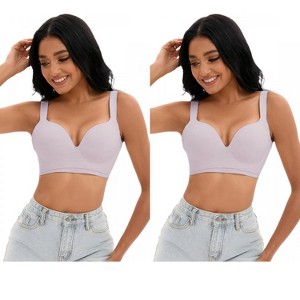 INSPIRE CHIC 2 Pcs Women's Wirefree U Back Adjustable Straps Comfort Push Up Bras - 1 of 4