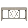 MOEPISY Acacia Veneer Console Table with 4 Spacious Drawers, Modern Crisscross Design Entryway Table with Open Bottom Storage Grey - 3 of 4