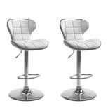 Set of 2 Adjustable Chrome Accented Bonded Leather Barstool - Corliving