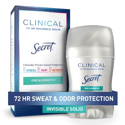Secret Clinical Strength Invisible Solid Antiperspirant and Deodorant for Women - Free & Sensitive - 1.6oz