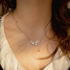 HOPE LOVE SHINE Pearl and Diamond Cluster Necklace – Bridal Leaf Crystal Pendant Wedding Jewelry - 3 of 4