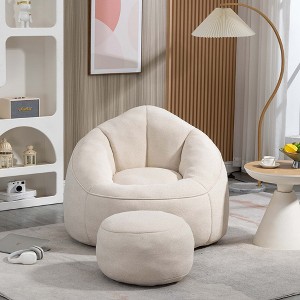 Armrest Beige Bean Bag Chairs for Adults with Ottoman, Memory Foam Bean Bag Chairs with Super Fiber - 1 of 4