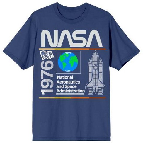 Nasa 1976 Typography Women's Navy Blue Graphic Tee : Target