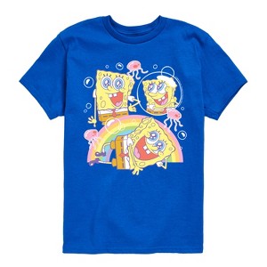 Boys' - Spongebob Squarepants - Cute Face Rainbow Short Sleeve Graphic T-Shirt - 1 of 4