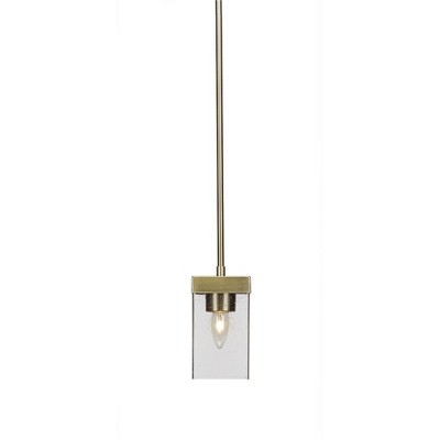 Toltec Lighting Nouvelle 1 - Light Pendant in  New Aged Brass with 4" Square Clear Bubble Shade