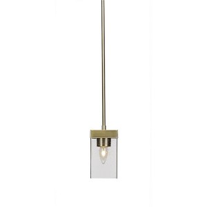 Toltec Lighting Nouvelle 1 - Light Pendant in  New Aged Brass with 4" Square Clear Bubble Shade - 1 of 1