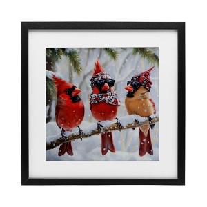 Stupell Industries Row of Cool Cardinals Framed Print Under Glass Art - 1 of 4