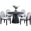 Homy Casa 5-Piece Round Dining Table and Upholstered Chairs Set, Black and Cream – Modern Classic Dining Furniture - 2 of 4