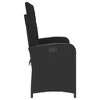 vidaXL Reclining Patio Bench with Cushions Outdoor Furniture Black Poly Rattan - 4 of 4