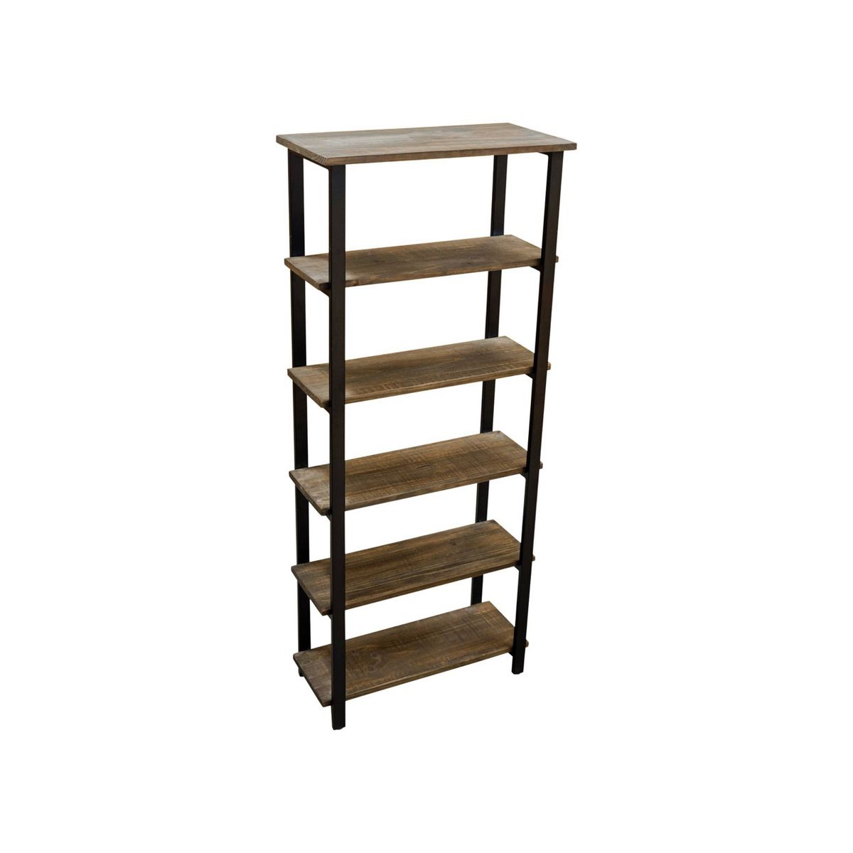 70" Pomona 5 Shelf Bookshelf Metal and Solid Wood Natural - Alaterre Furniture - thumbnail 2