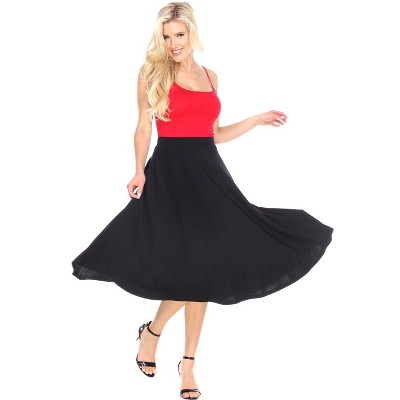 Women's Flared Midi Skirt with pockets - White Mark