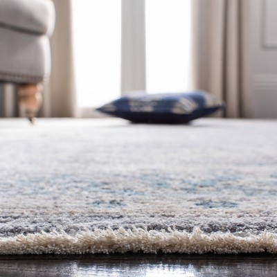 Grey and Blue Hand-Knotted Wool Area Rug